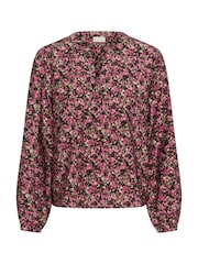 Kaffe Black Bella V-Neck Long Sleeve Shirt - Image 4 of 5