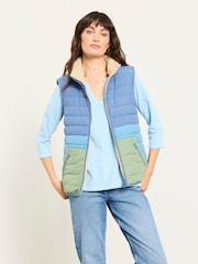 FatFace Luna Blue Colourblock Petite Reversible Padded Borg Fleece Gilet - Image 3 of 9