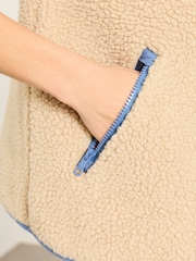 FatFace Luna Blue Colourblock Petite Reversible Padded Borg Fleece Gilet - Image 4 of 9