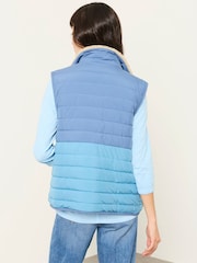 FatFace Luna Blue Colourblock Petite Reversible Padded Borg Fleece Gilet - Image 6 of 9