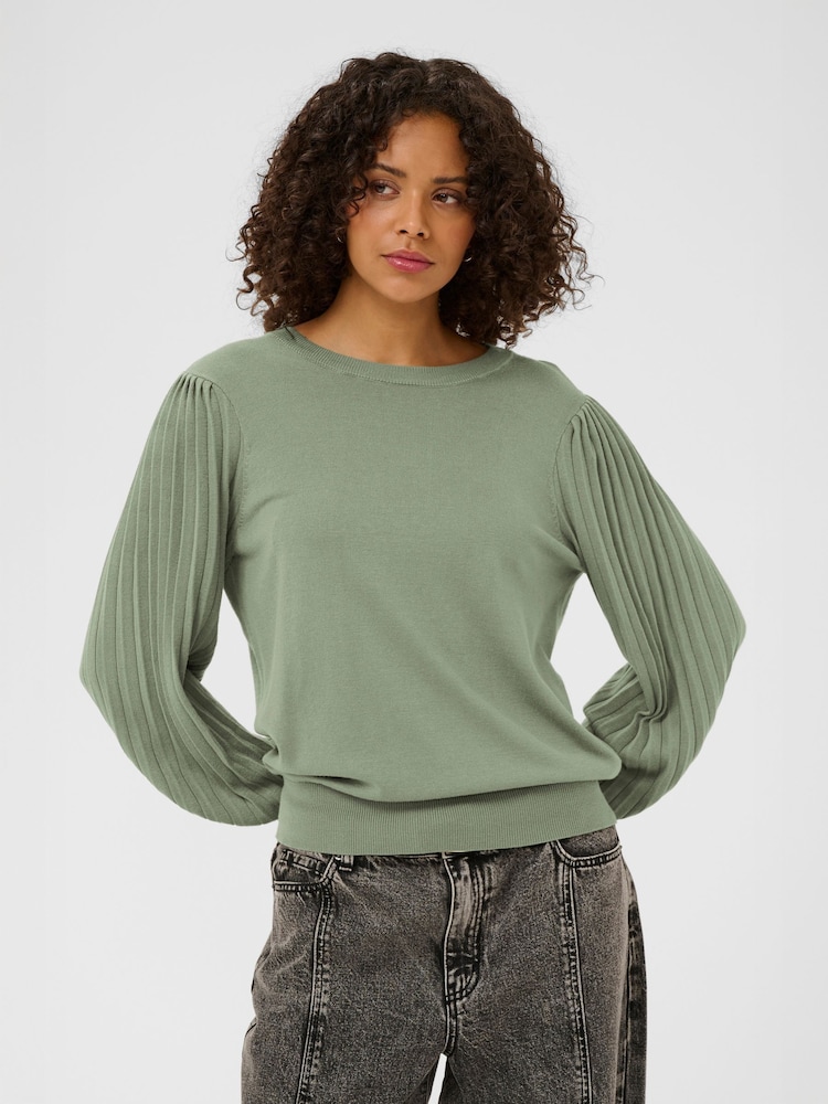 Kaffe Green Lone Long Sleeve Knit Pullover Jumper - Image 1 of 6