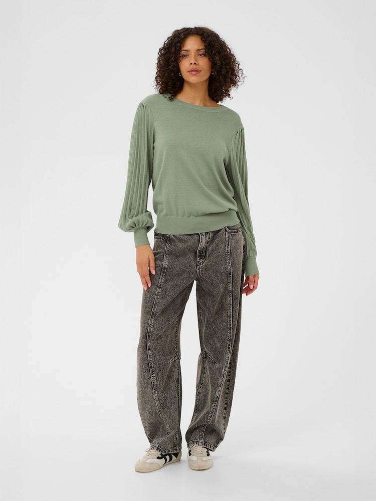 Kaffe Green Lone Long Sleeve Knit Pullover Jumper - Image 2 of 6