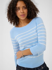 Kaffe Blue Kalizza Long Sleeve Boatneck Jumper - Image 2 of 6