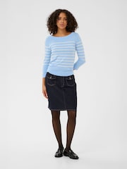 Kaffe Blue Kalizza Long Sleeve Boatneck Jumper - Image 3 of 6
