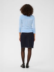 Kaffe Blue Kalizza Long Sleeve Boatneck Jumper - Image 4 of 6