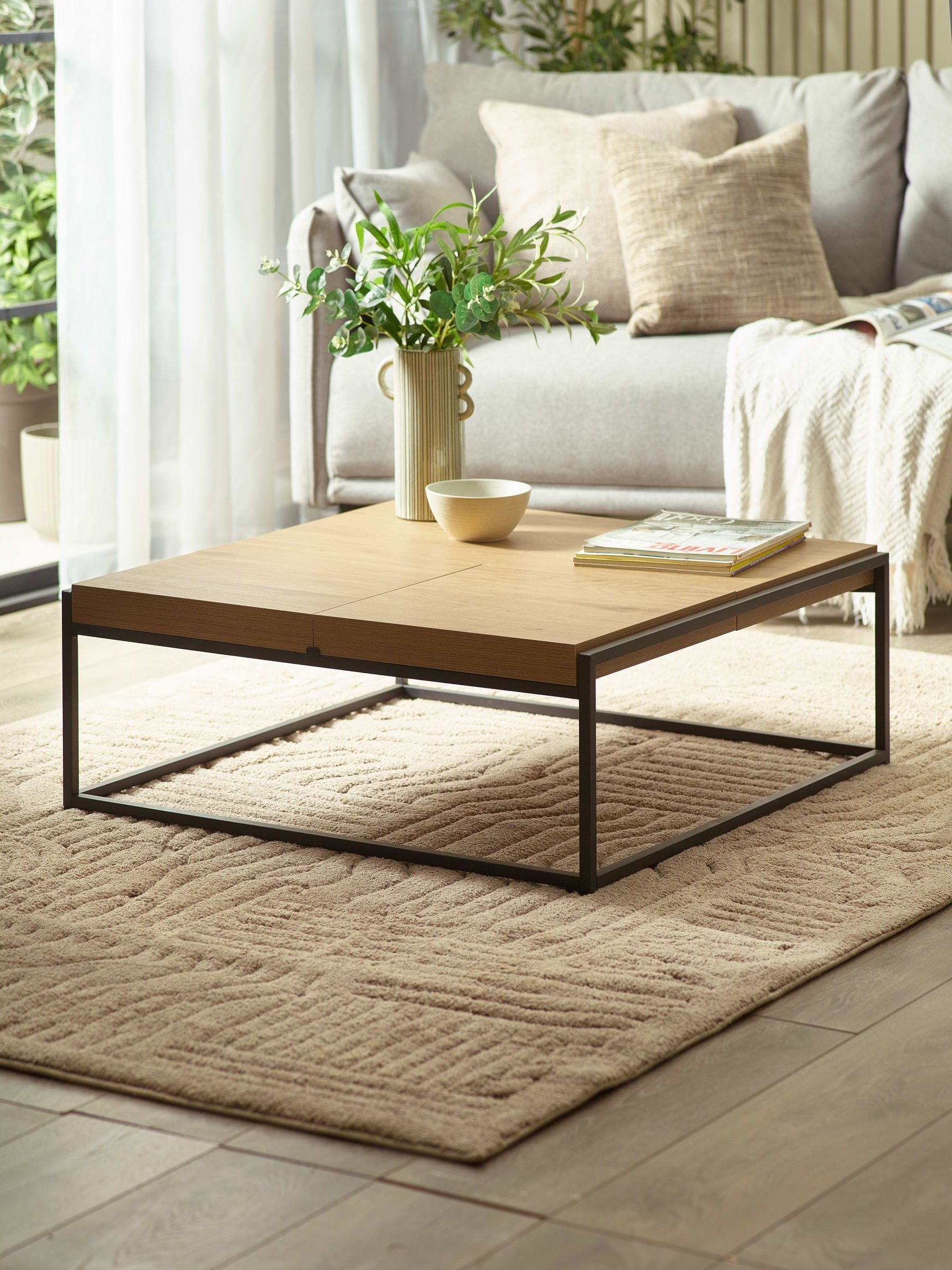 Julian Bowen Unisex Light Oak Effect Ezra Square Tray Coffee Table - Image 4
