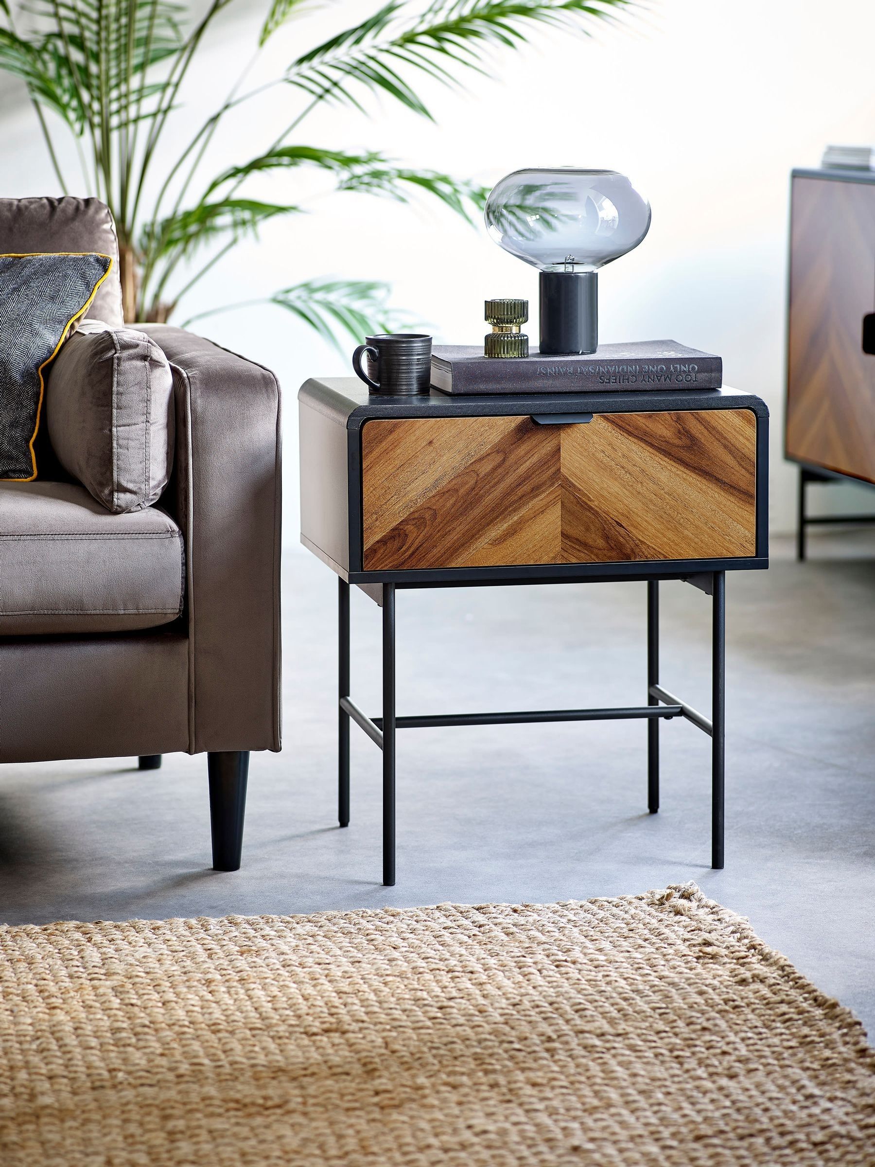 Julian Bowen Unisex Black And Natural Alvin Lamp Table - Image 5