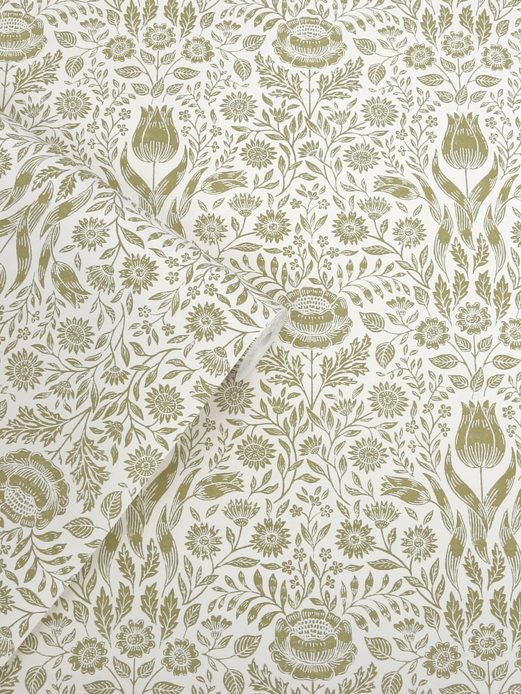 Laura Ashley Hedgerow Ashstead Damask A4 Wallpaper Sample - Image 4 of 4