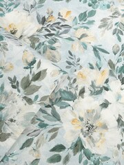Laura Ashley Pale Teal Elowen Peony A4 Wallpaper Sample - Image 1 of 4
