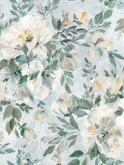 Laura Ashley Pale Teal Elowen Peony A4 Wallpaper Sample - Image 3 of 4