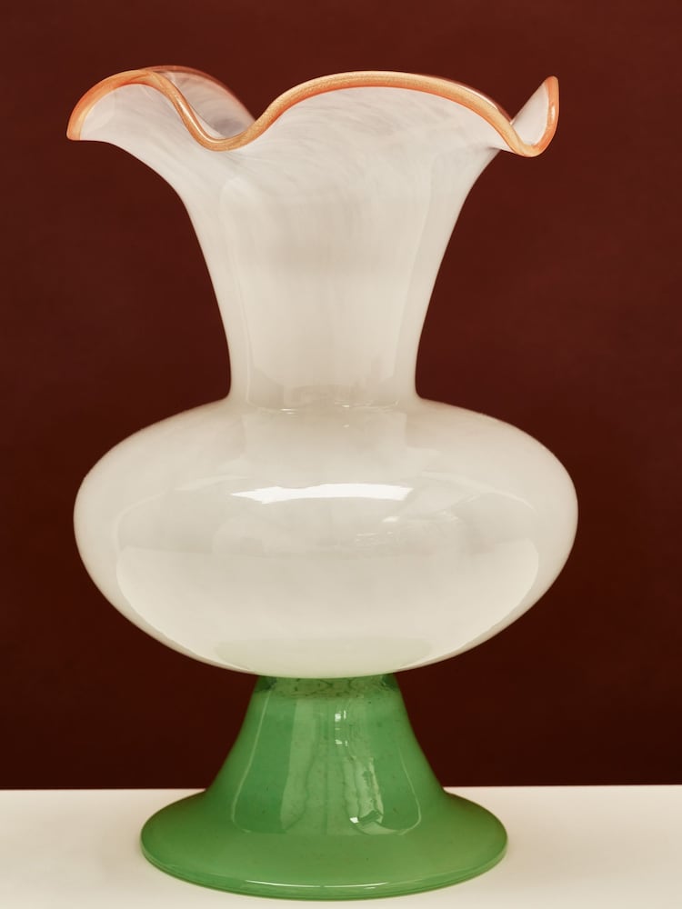 Oliver Bonas White Pintado Milky Glass Vase - Image 2 of 5 Oliver Bonas White Pintado Milky Glass Vase - Image 2 of 5