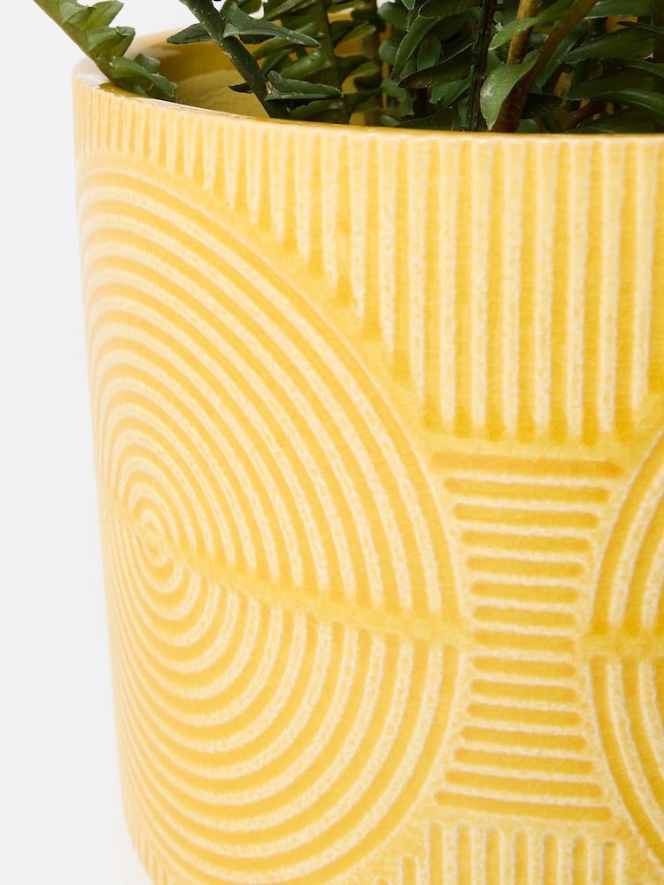 Oliver Bonas Yellow Cerchio Ceramic Plant Pot - Image 2 of 4 Oliver Bonas Yellow Cerchio Ceramic Plant Pot - Image 2 of 4