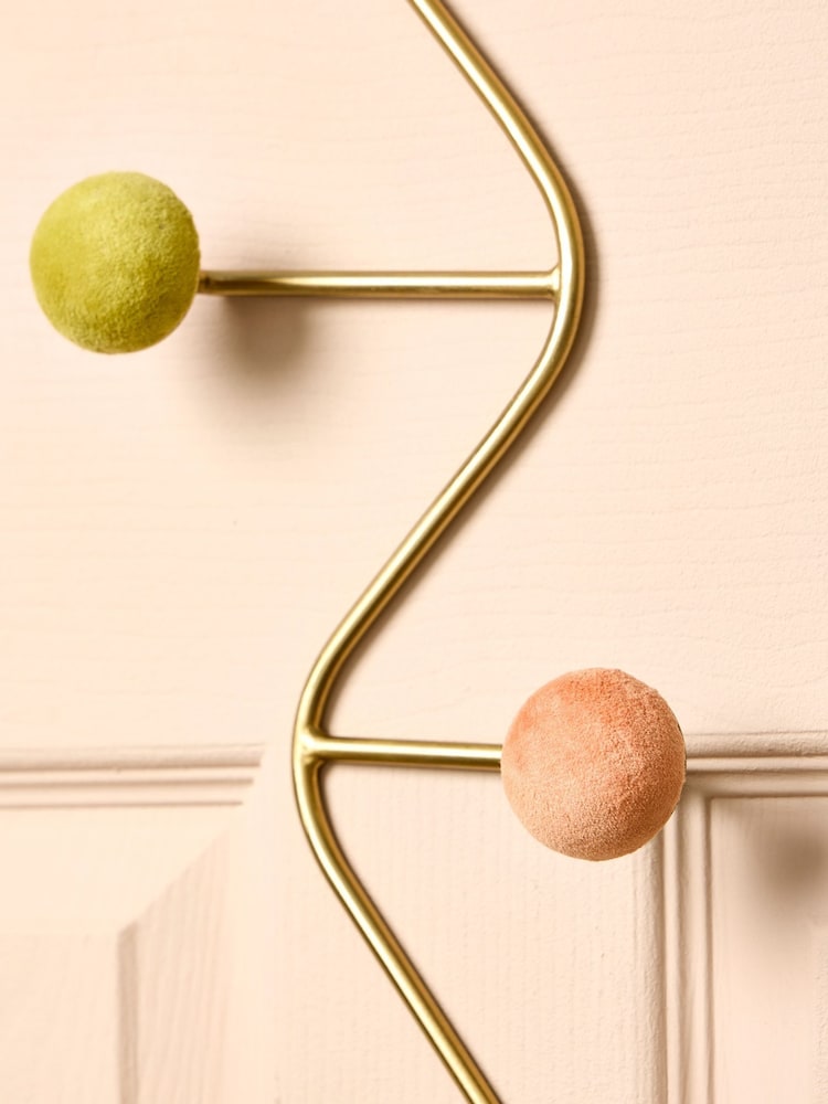 Oliver Bonas Multi Gold Velvet Vertical Over Door Storage Hooks - Image 2 of 4 Oliver Bonas Multi Gold Velvet Vertical Over Door Storage Hooks - Image 2 of 4