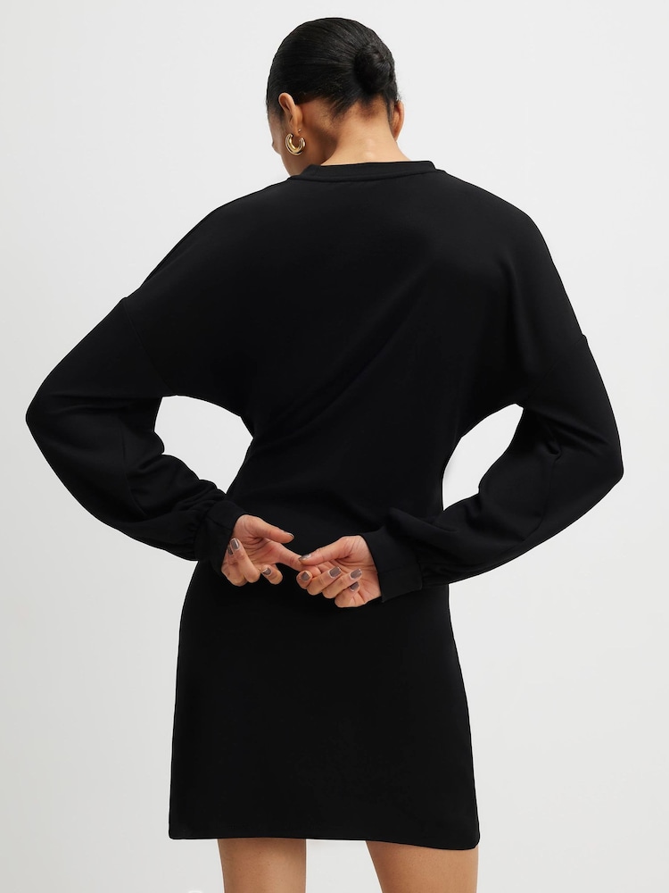 River Island Long Sleeve Premium Knot Side Mini Dress - Imaginea 2 din 4