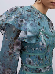 River Island Blue Long Sleeve Floral Mini Dress - Image 4 of 4