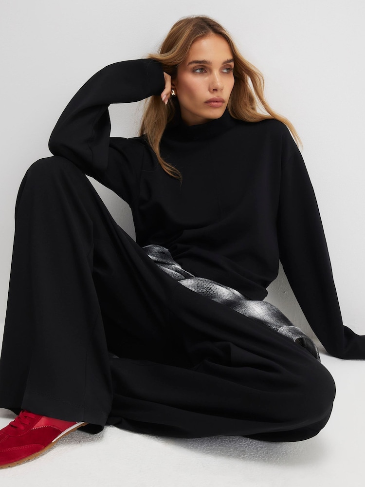 River Island Black Long Sleeve Funnel Neck Interlock Top - Image 4 of 4