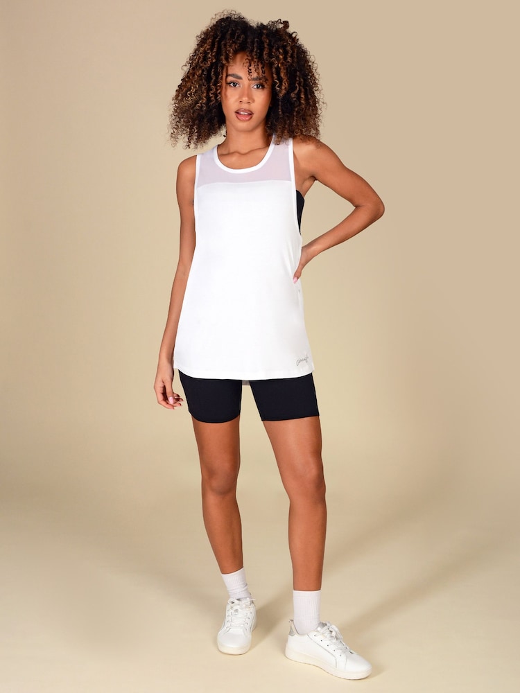 Pineapple White Mesh Longline Vest - Image 2 of 4 Pineapple White Mesh Longline Vest - Image 2 of 4