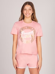 Pineapple Dark Pink Logo Girls Dance Crop T-Shirt - Image 1 of 4