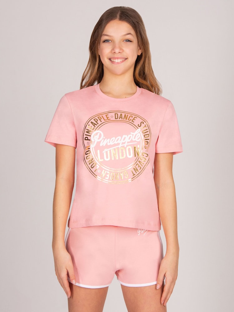 Pineapple Dark Pink Logo Girls Dance Crop T-Shirt - Image 1 of 4