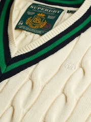 Superdry Cream Classic Cable Cricket Knit Jumper - Image 3 of 3