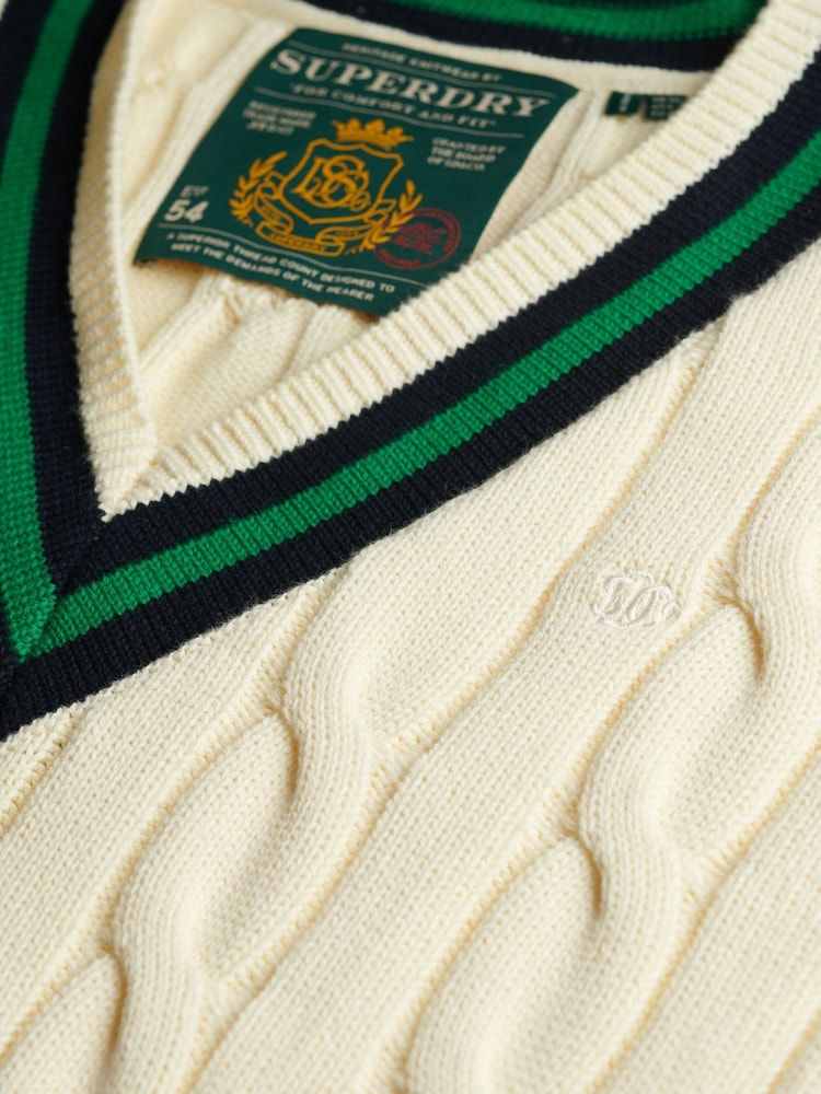 Superdry Cream Classic Cable Cricket Knit Jumper - Image 3 of 3