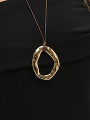 Inicio Gold Tone Brown Cord Open Pendant - Image 2 of 3