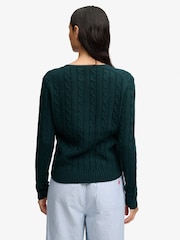 Superdry Green Wool Blend Cable V-Neck Jumper - Image 2 of 4