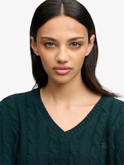 Superdry Green Wool Blend Cable V-Neck Jumper - Image 4 of 4