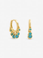Inicio Gold Tone Multidrop Blue Charm Huggie Earrings - Image 1 of 1