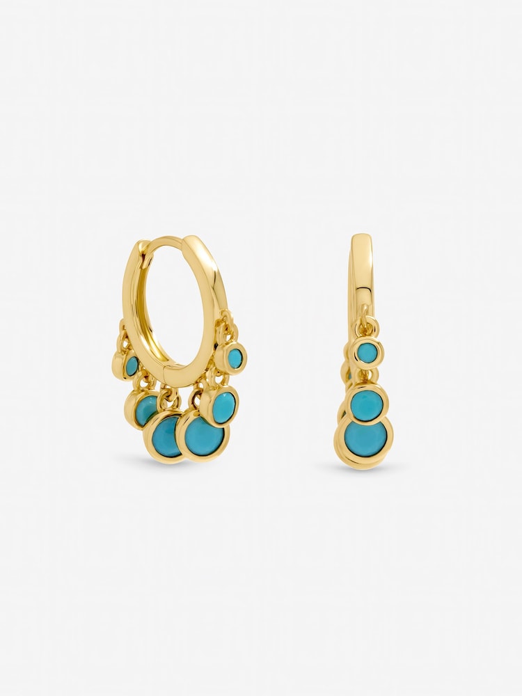 Inicio Gold Tone Multidrop Blue Charm Huggie Earrings - Image 1 of 1