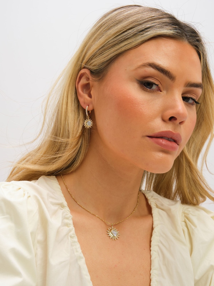 Inicio Mother of Pearl Sun Earrings - Imaginea 2 din 4