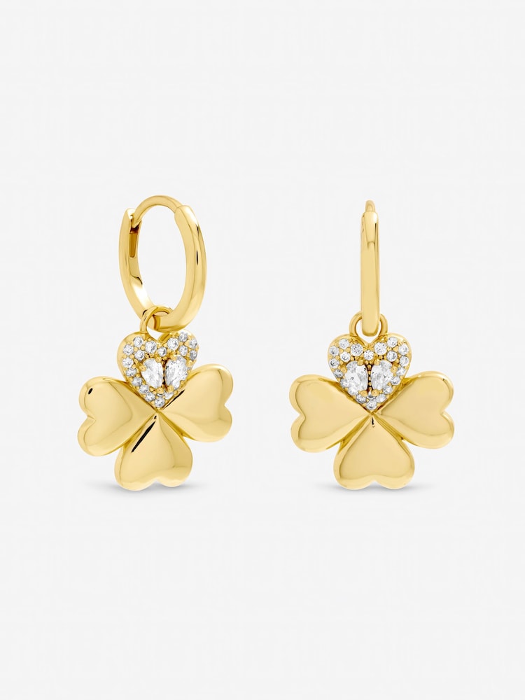 Inicio Gold Tone Crystal Clover Earrings - Image 1 of 2 Inicio Gold Tone Crystal Clover Earrings - Image 1 of 2