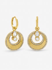 Inicio Metallic Crystal Disk Huggie Earrings - Image 1 of 1