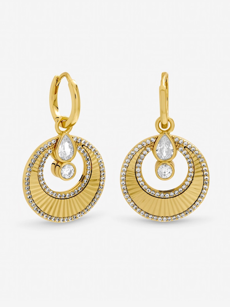 Inicio Metallic Crystal Disk Huggie Earrings - Image 1 of 1