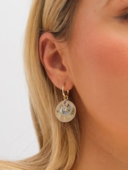 Inicio Crystal Disk Huggie Earrings - Imaginea 2 din 2