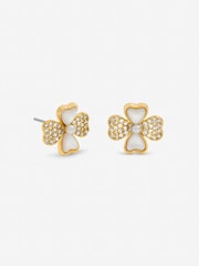 Inicio Gold Tone Mother of Pearl and Pave Clover Stud Earrings - Image 1 of 1