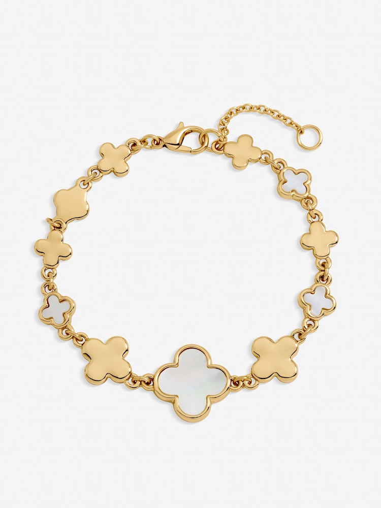 Inicio Gold Tone Polished and Clover Bracelet - Image 1 of 1 Inicio Gold Tone Polished and Clover Bracelet - Image 1 of 1