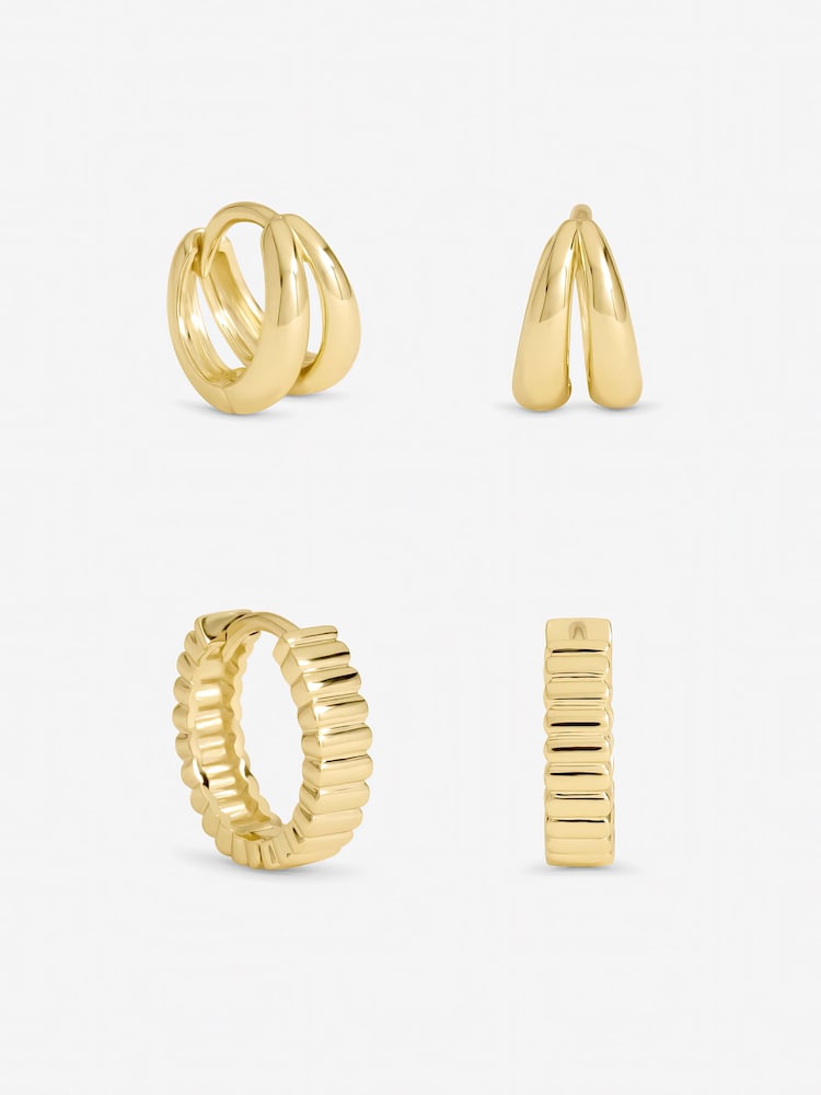 Inicio Textured Hoop Earrings Pack of 2 - Imaginea 1 din 1