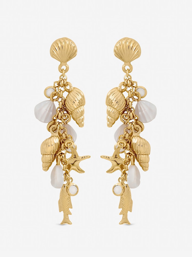 Inicio Gold Tone Droplet Shell Earrings - Image 1 of 2
