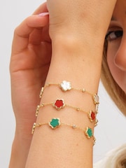 Inicio Gold Tone Malachite Flower Station Bracelet - Image 3 of 5