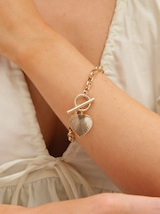 Inicio Tone Diamond Cut Heart T-Bar Bracelet Gift Pouch - Εικόνα 3 του 3
