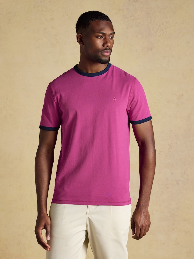 Joules Rugby Club Pink Crew Neck Cotton T-Shirt - Image 1 of 7