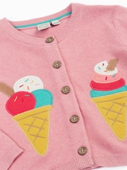 Frugi Pink Rosa Applique Cardigan - Image 3 of 4