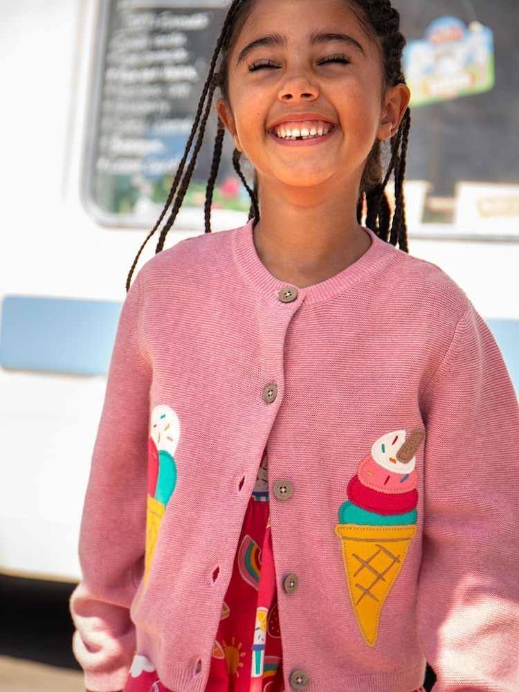Frugi Pink Rosa Applique Cardigan - Image 4 of 4 Frugi Pink Rosa Applique Cardigan - Image 4 of 4