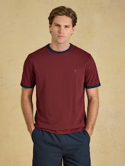 Joules Rugby Club Burgundy Red Crew Neck Cotton T-Shirt - Image 1 of 7