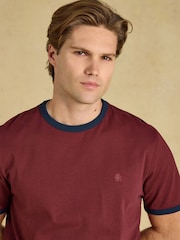 Joules Rugby Club Burgundy Red Crew Neck Cotton T-Shirt - Image 3 of 7