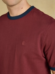 Joules Rugby Club Burgundy Red Crew Neck Cotton T-Shirt - Image 6 of 7