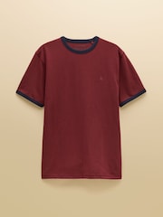 Joules Rugby Club Burgundy Red Crew Neck Cotton T-Shirt - Image 7 of 7