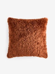 Orange Faux Fur 50 x 50cm Shearling Cushion - Image 1 of 2