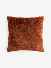 Orange Faux Fur 50 x 50cm Shearling Cushion - Image 2 of 2